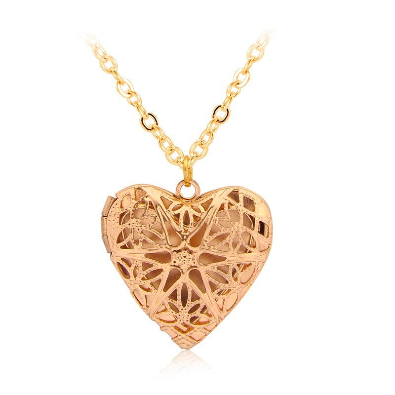 Vintage Heart Box Photo Frame Locket Pendant Necklace Women Men Fashion Hollow Star Flower Love Jewelry Wholesale Gift